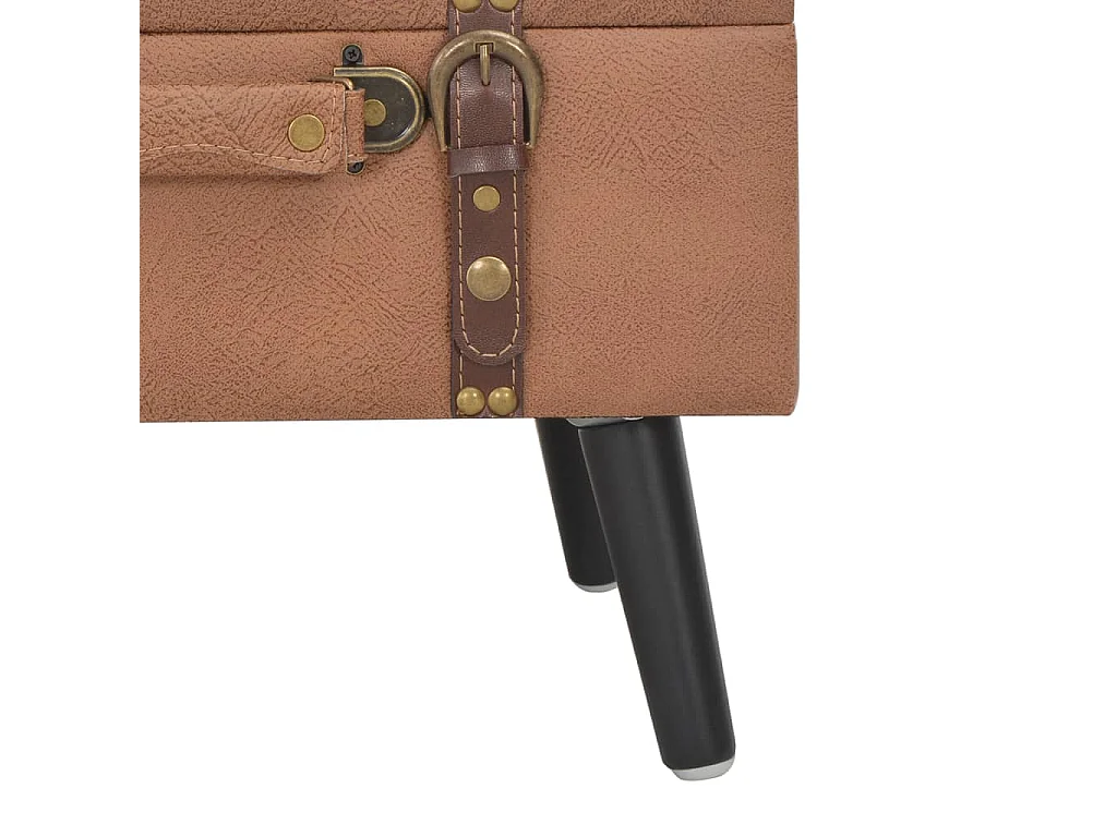 Sgabello contenitore 40 cm Marrone Ecopelle