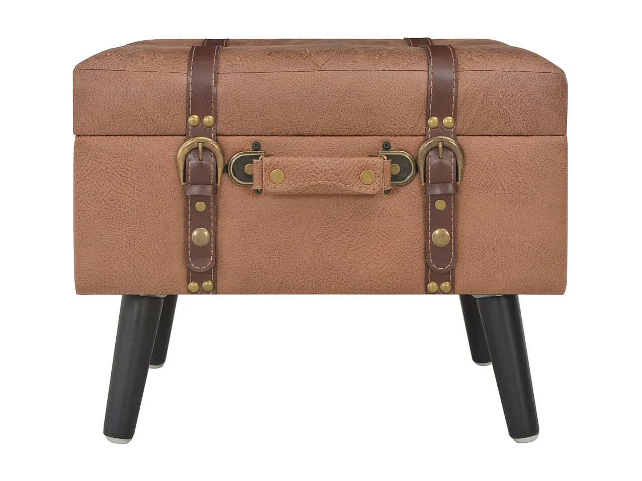 Tabouret de rangement 40 cm Marron Similicuir