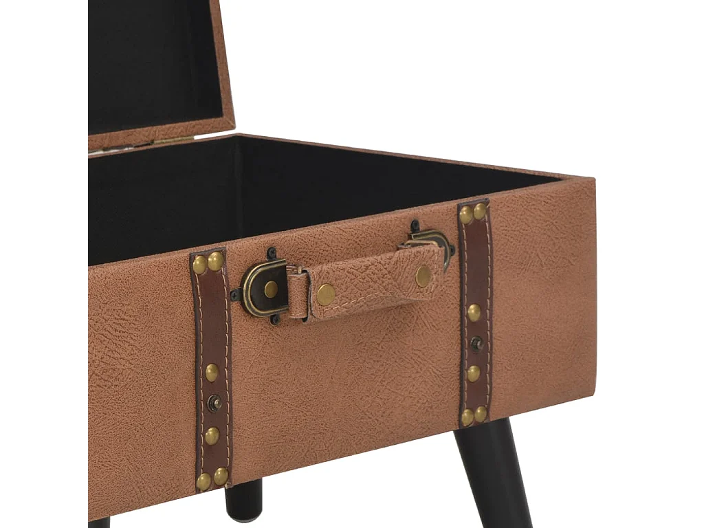 Tabouret de rangement 40 cm Marron Similicuir