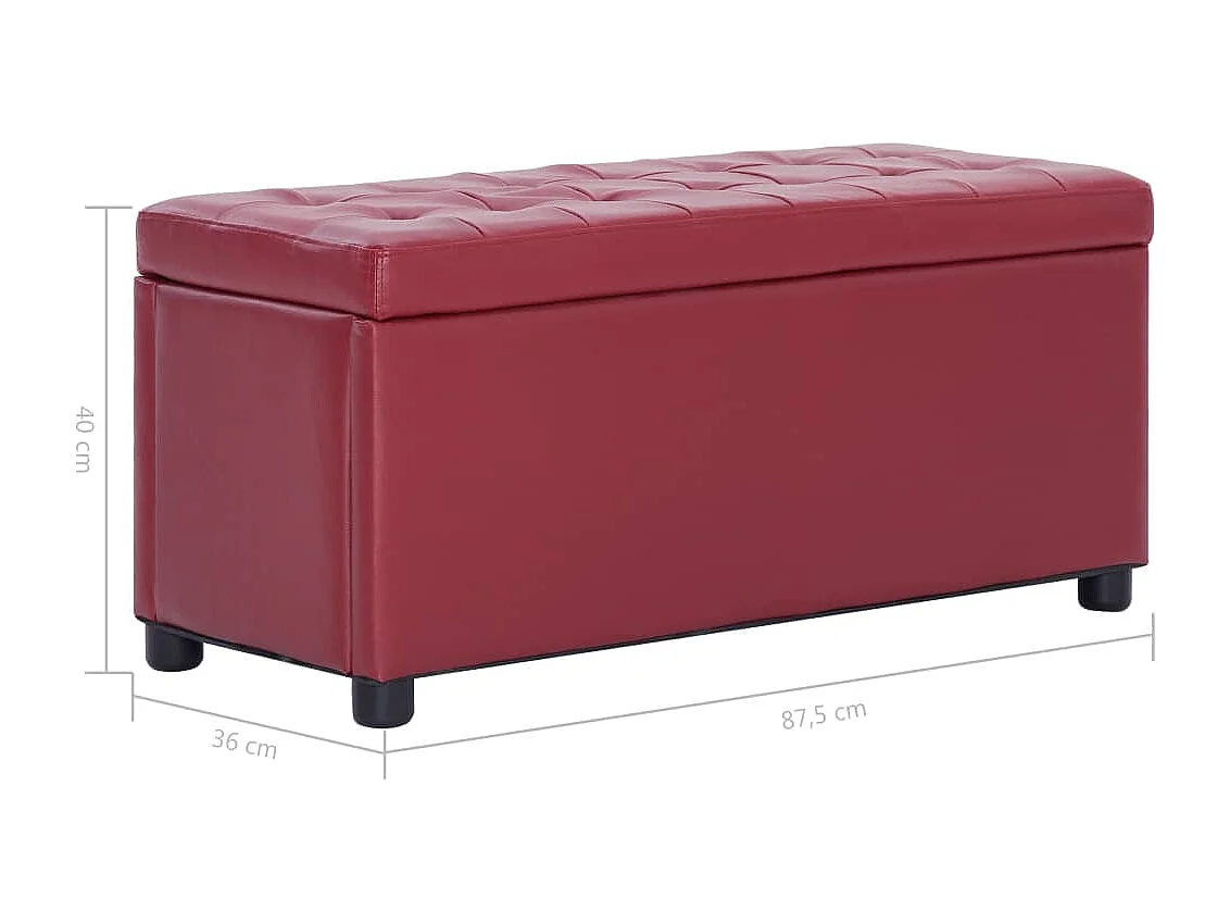 Pouf de rangement 87,5 cm Rouge bordeaux Similicuir