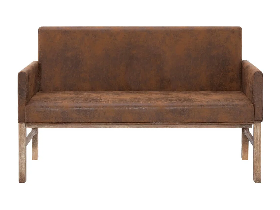 Panca con braccioli 140 cm Marrone Ecopelle scamosciata