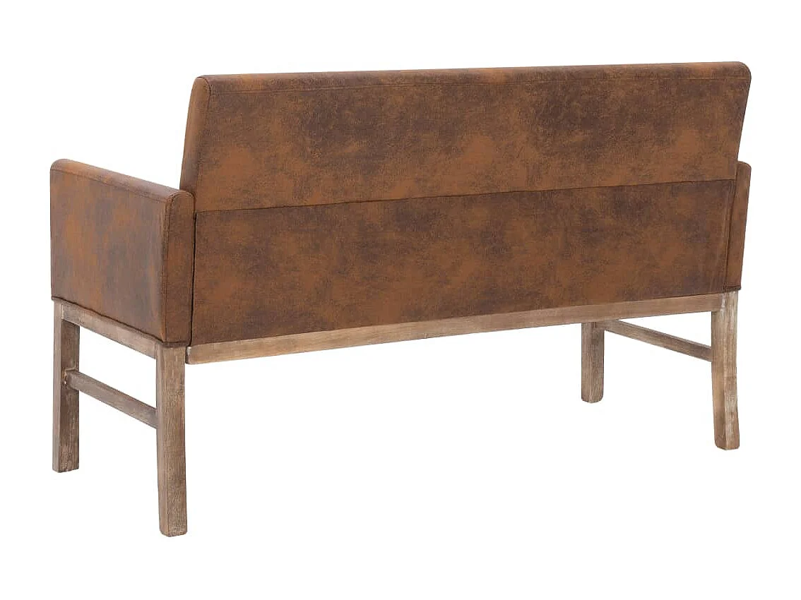 Banc avec accoudoir 140 cm Marron Similicuir daim
