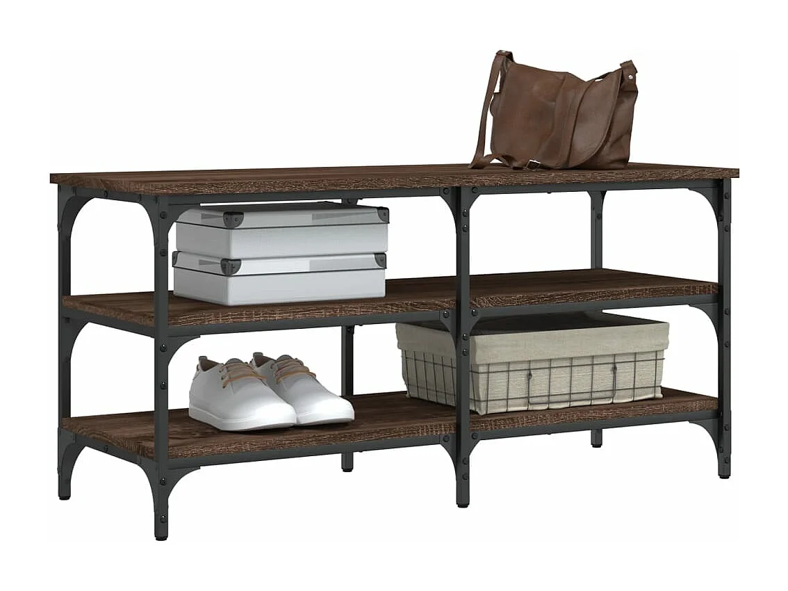 Bruin eiken schoenenbank 100x38,5x49 cm samengesteld hout