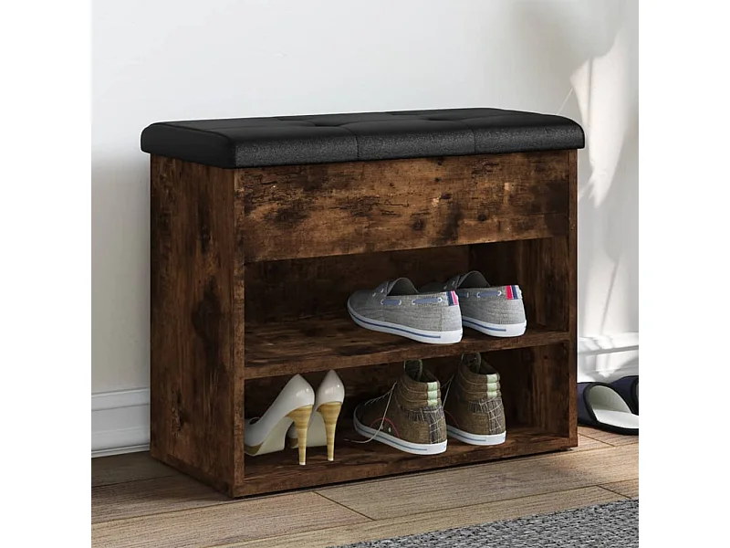 Schuhbank aus geräucherter Eiche, 62 x 32 x 50 cm, Holzwerkstoff