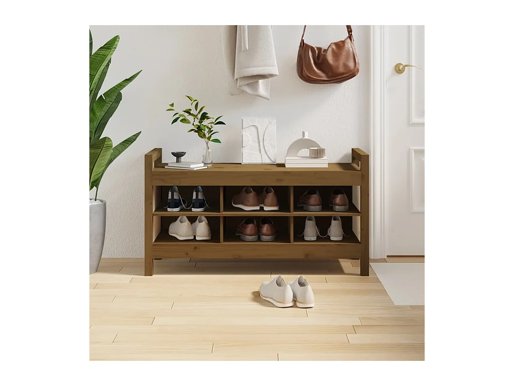 Banc d'entrée Marron miel 110x40x60 cm Bois de pin massif