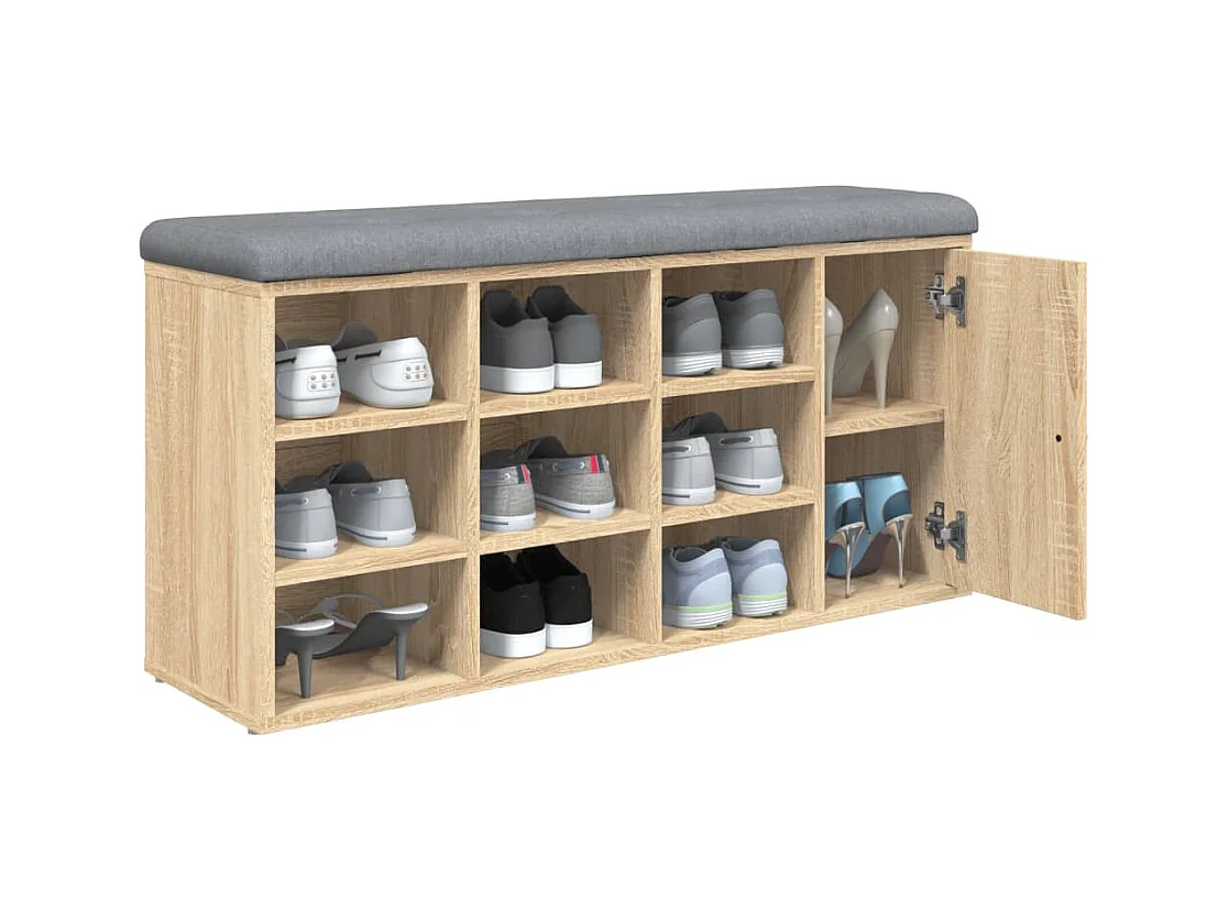 Sonoma eiken schoenenbank 102x32x50 cm samengesteld hout