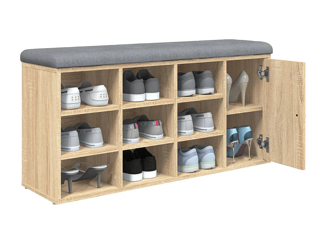 Panca per scarpe in rovere Sonoma 102x32x50 cm in derivati del legno