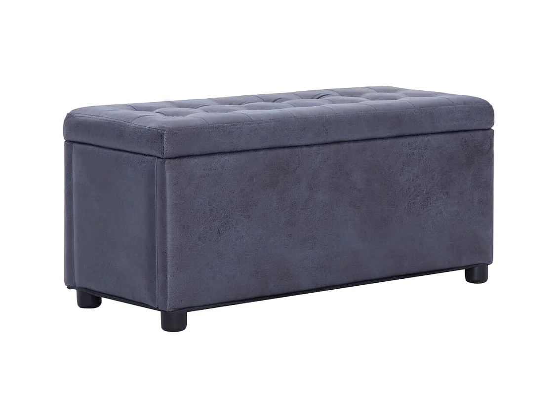 Pouf de rangement 87,5 cm Gris Similicuir daim