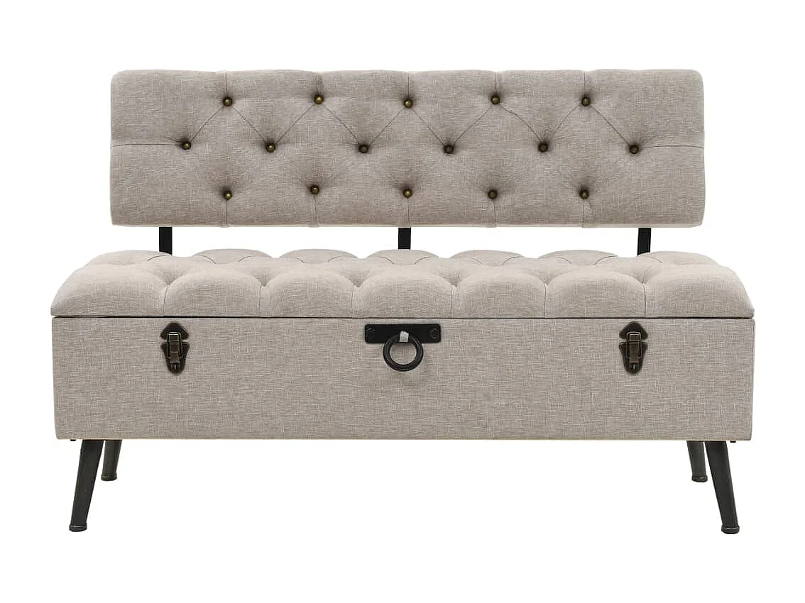 Banc de rangement avec dossier 110 cm Crème Tissu