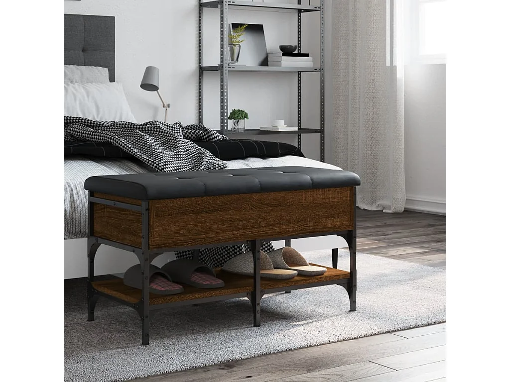 Banc à chaussures chêne marron 82x42x45 cm bois d'ingénierie