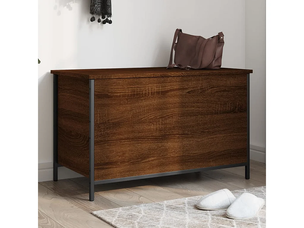 Banco de armazenamento em carvalho castanho 80x42,5x50 cm madeira trabalhada