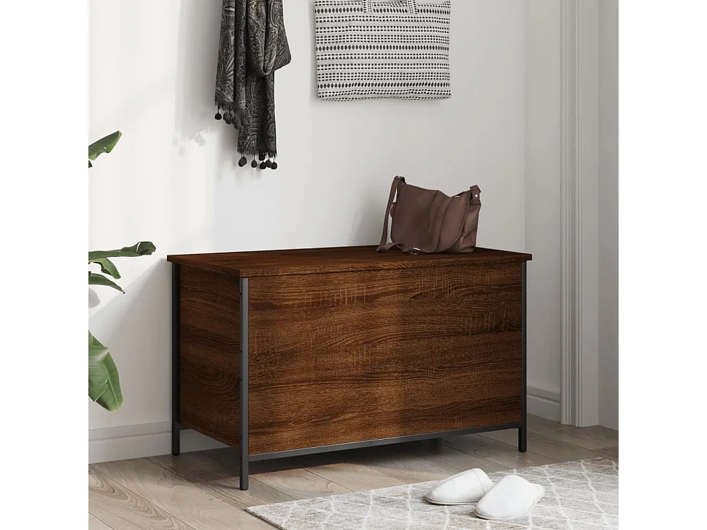 Banco de armazenamento em carvalho castanho 80x42,5x50 cm madeira trabalhada