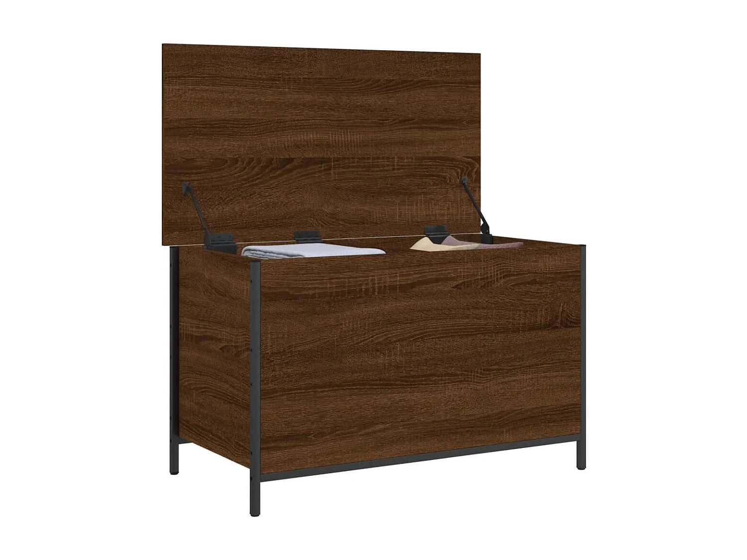 Banco de armazenamento em carvalho castanho 80x42,5x50 cm madeira trabalhada