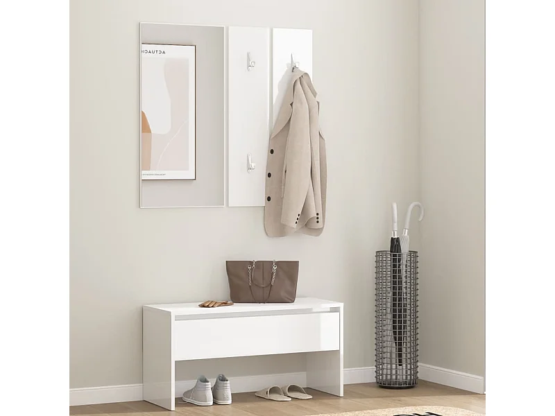 Halmeubelset Glanzend wit parket