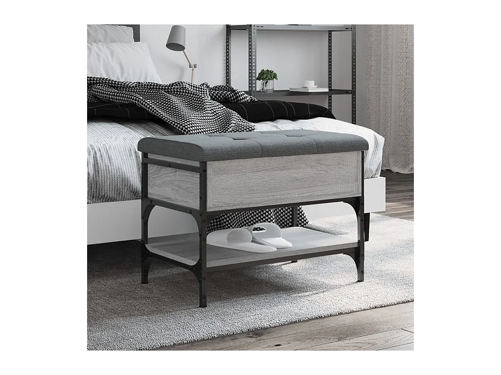 Sonoma grijze schoenenbank 62x42x45 cm samengesteld hout