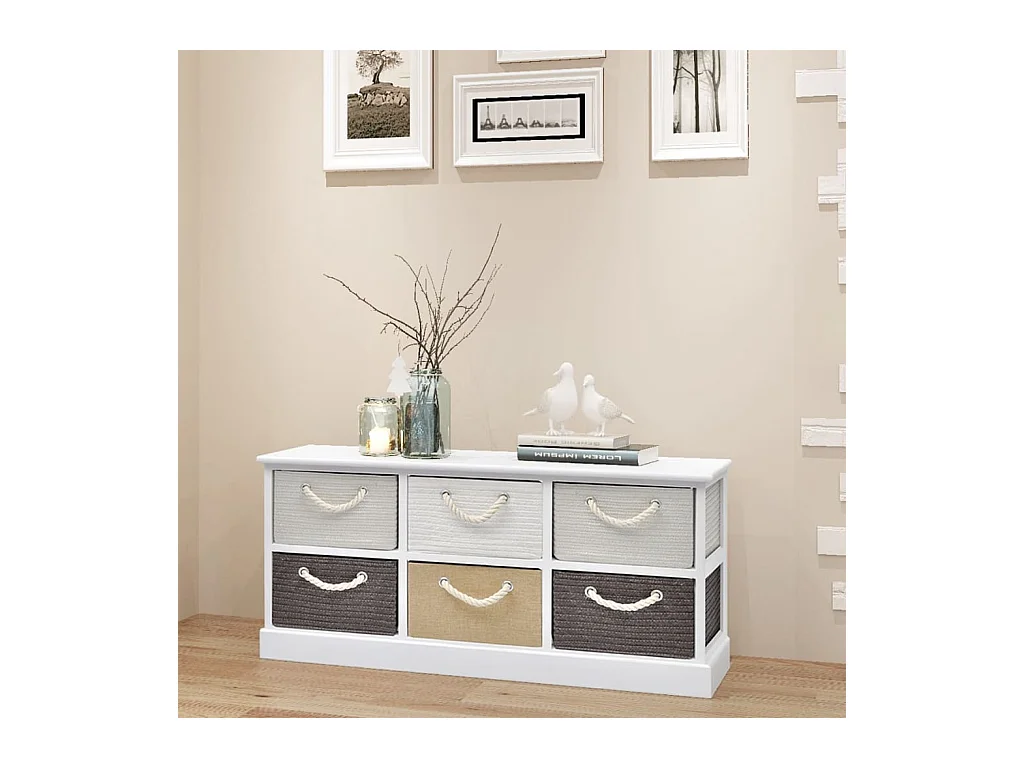 Banc de rangement 6 tiroirs Bois
