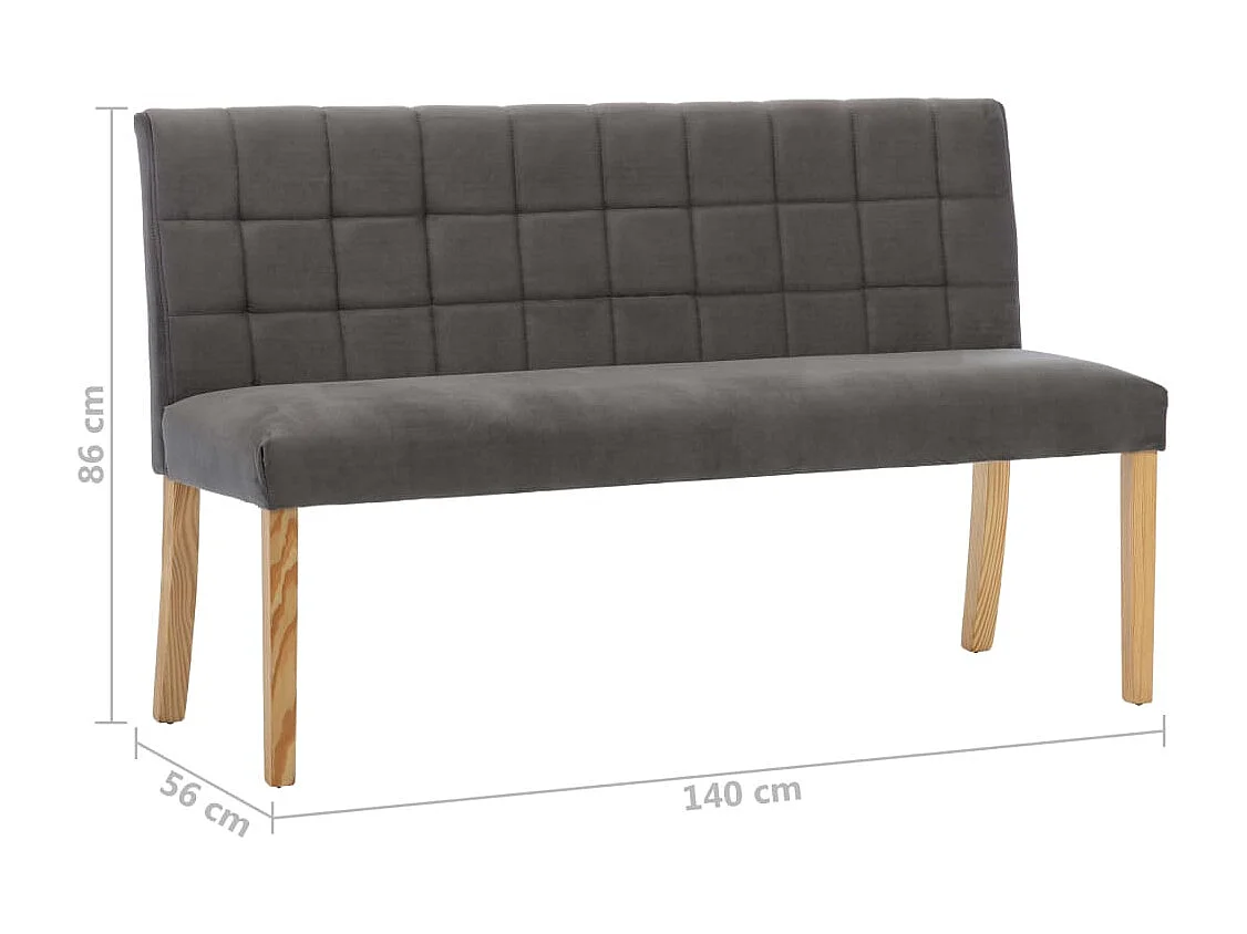 Banc 140 cm Gris Velours