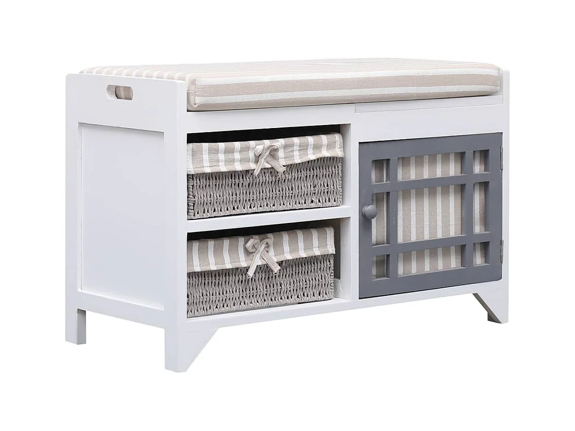 Banc d'entrée Blanc 70 x 33,5 x 45 cm Bois de Paulownia