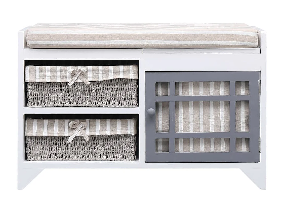 Banc d'entrée Blanc 70 x 33,5 x 45 cm Bois de Paulownia