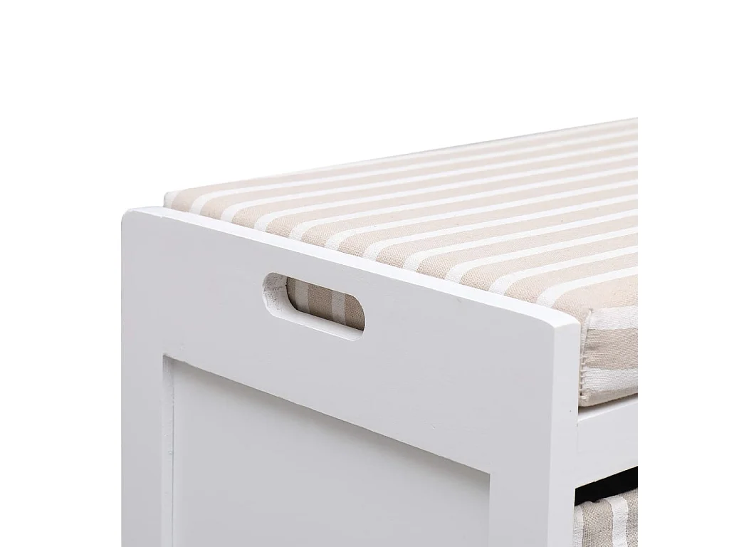 Banc d'entrée Blanc 70 x 33,5 x 45 cm Bois de Paulownia