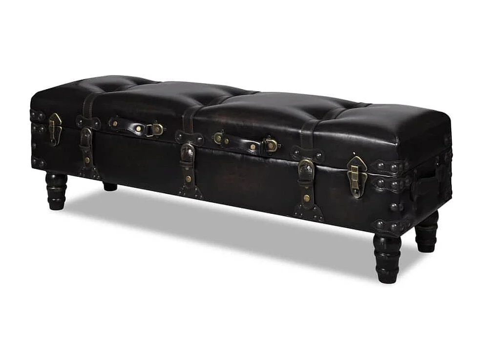 Banc long de rangement marron