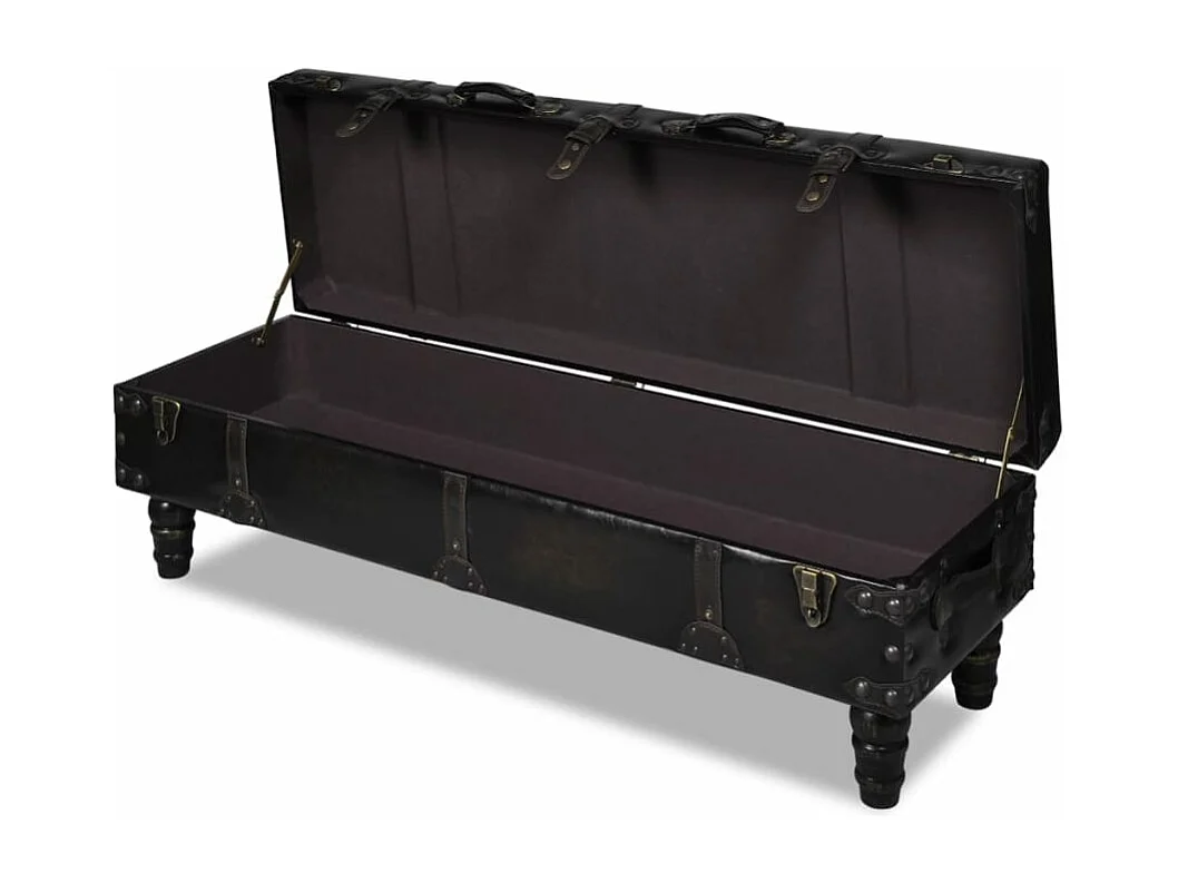 Banc long de rangement marron