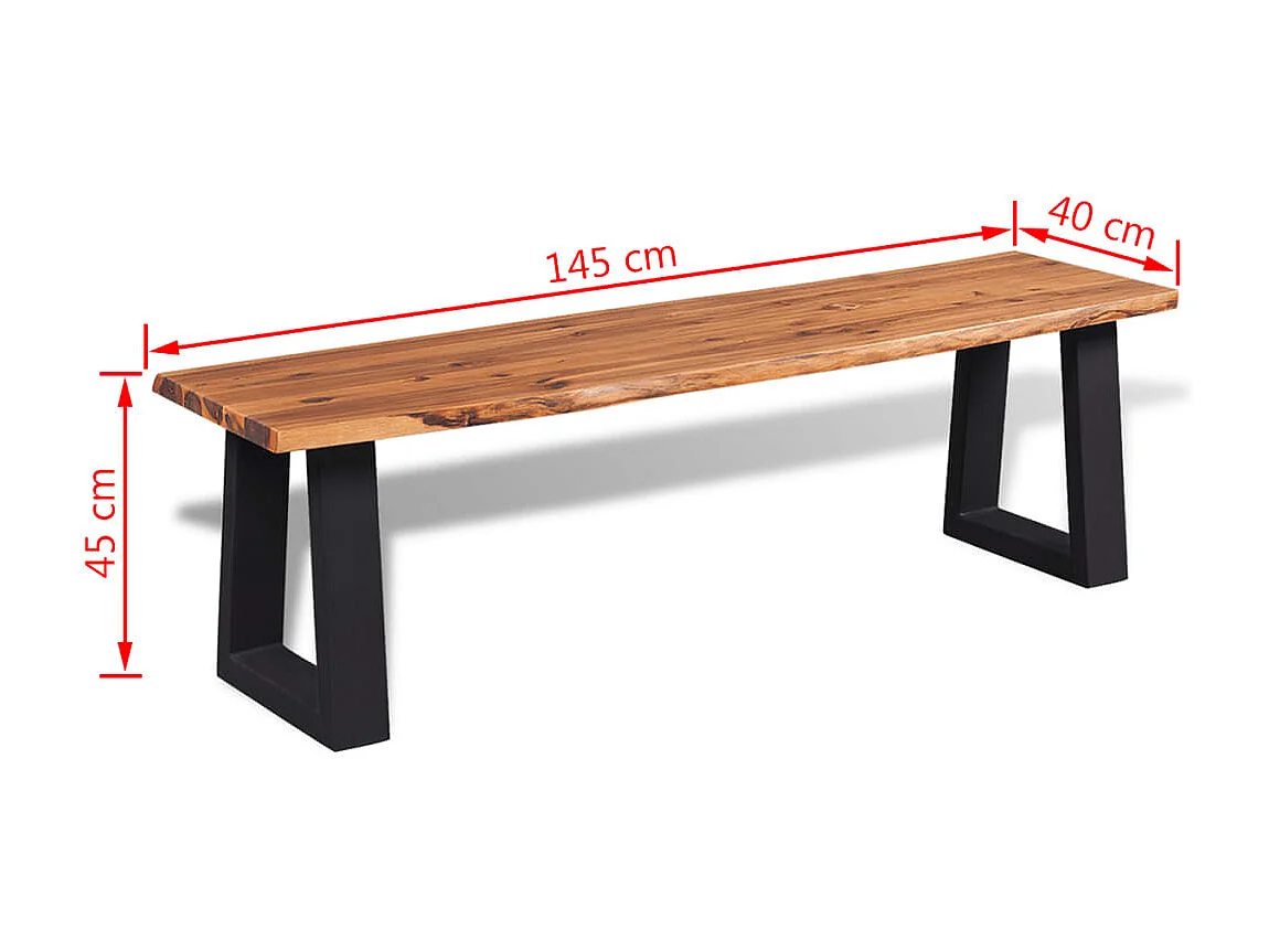 Banco de madera maciza de acacia 145 cm