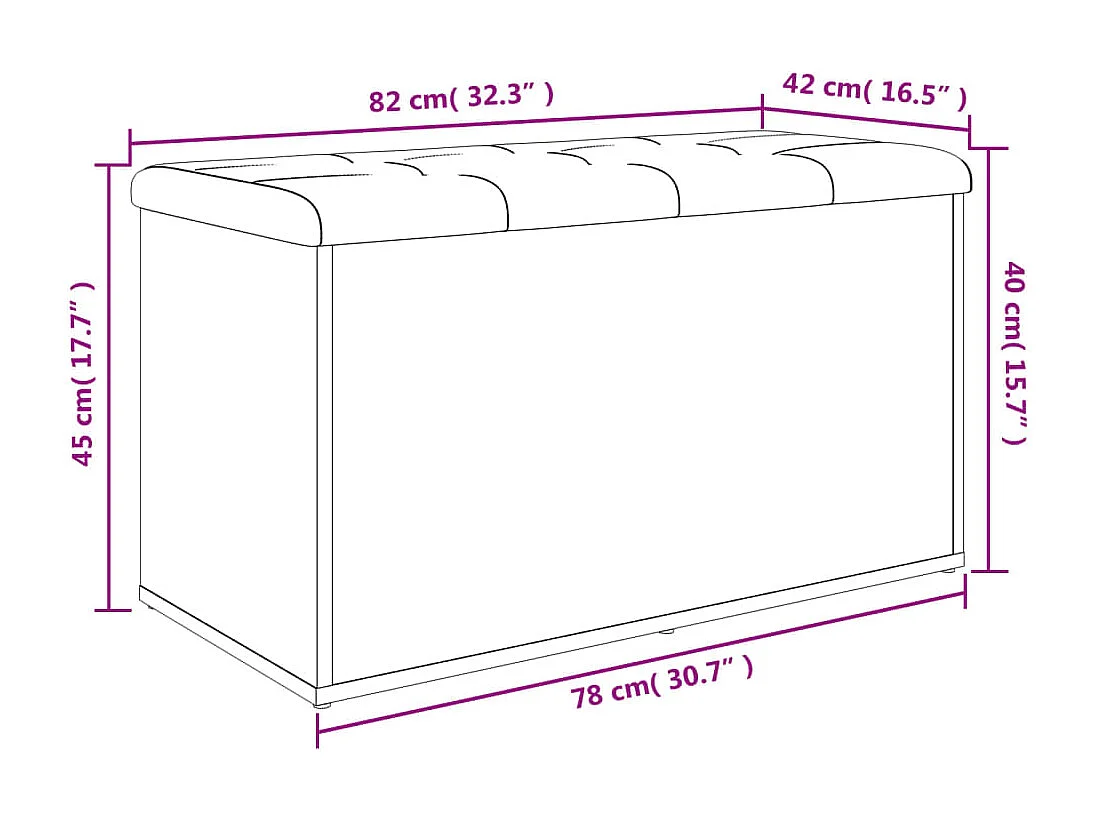Panca portaoggetti in rovere affumicato 82x42x45 cm MDF