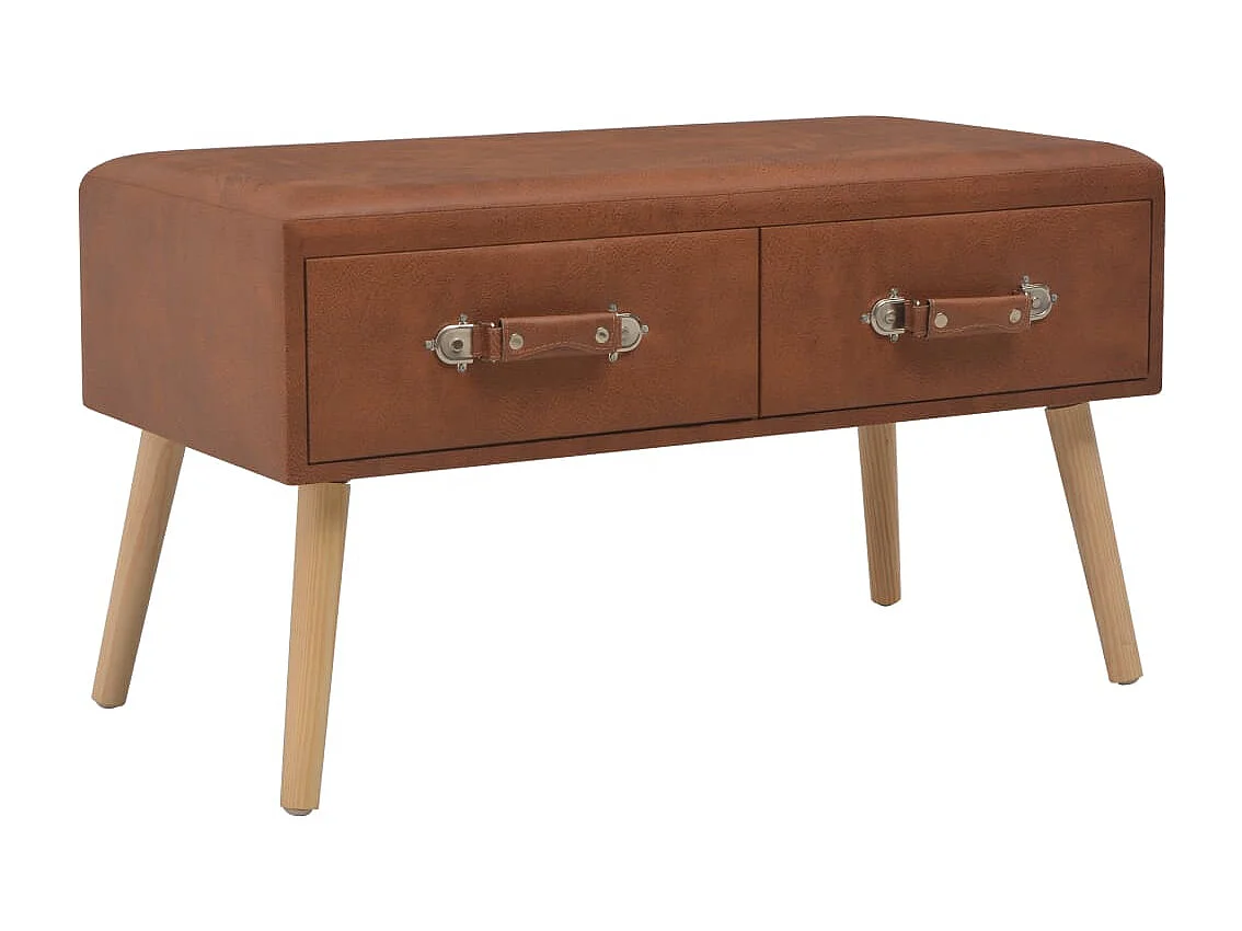 Banc avec tiroirs 80 cm Marron Similicuir