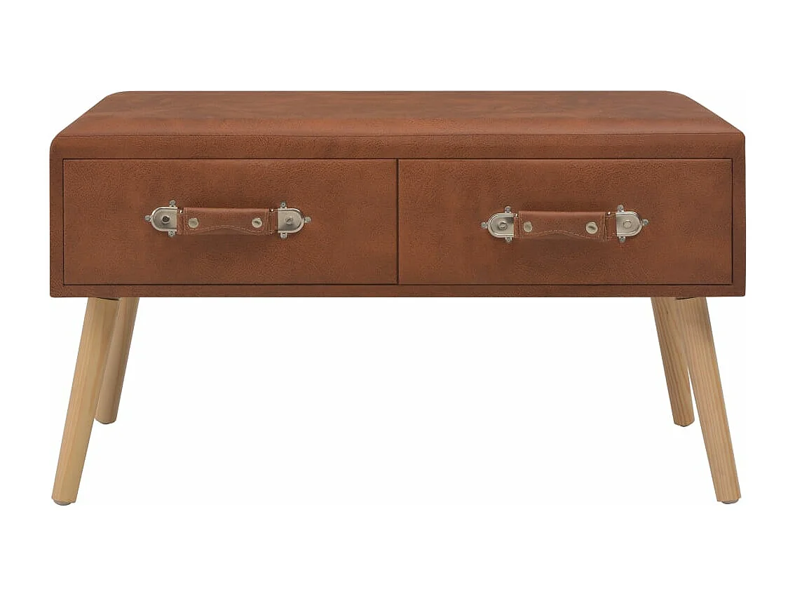 Banc avec tiroirs 80 cm Marron Similicuir