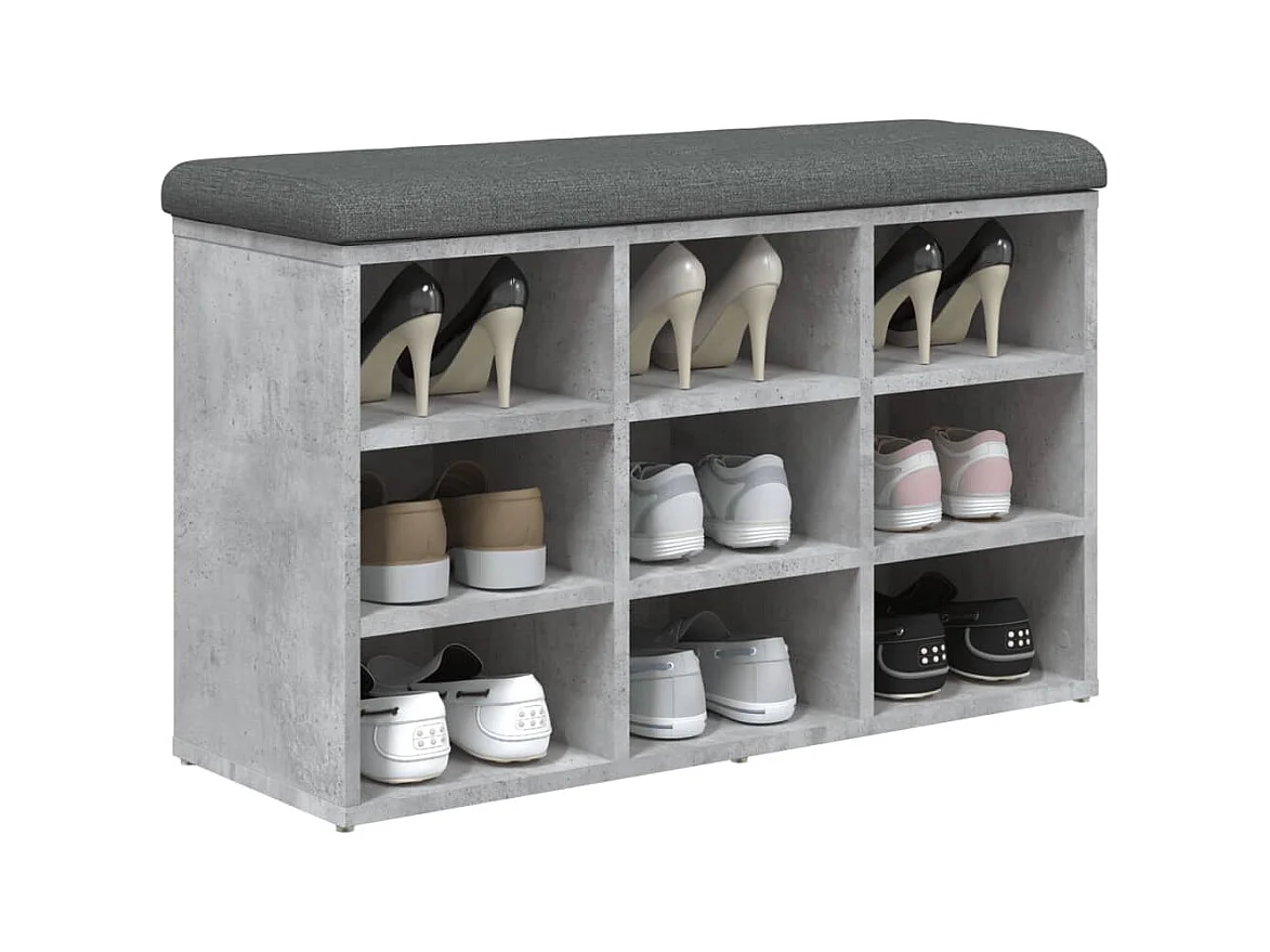 Panca per scarpe grigio cemento 82x32x50 cm in multistrato