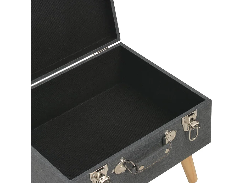 Banqueta de armazenamento 40 cm Tecido cinza escuro