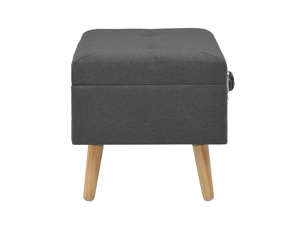 Tabouret de rangement 40 cm Gris foncé Tissu