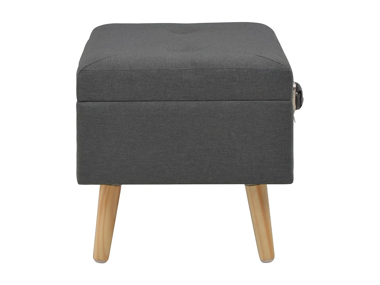 Banqueta de armazenamento 40 cm Tecido cinza escuro