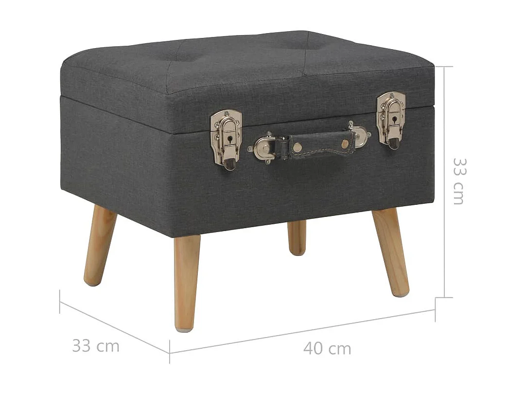 Banqueta de armazenamento 40 cm Tecido cinza escuro