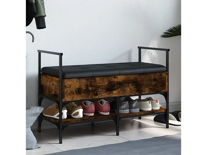 Banco zapatero roble ahumado 85,5x42x57,5 cm madera contrachapada