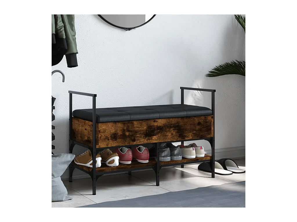 Banc à chaussures chêne fumé 85,5x42x57,5 cm bois d'ingénierie