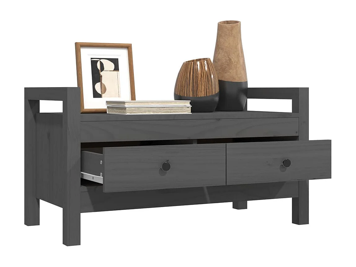 Banc d'entrée Gris 80x40x43 cm Bois de pin massif