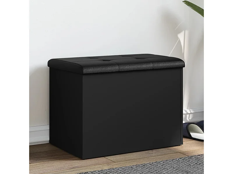 Banc de rangement noir 62x42x45 cm bois d'ingénierie