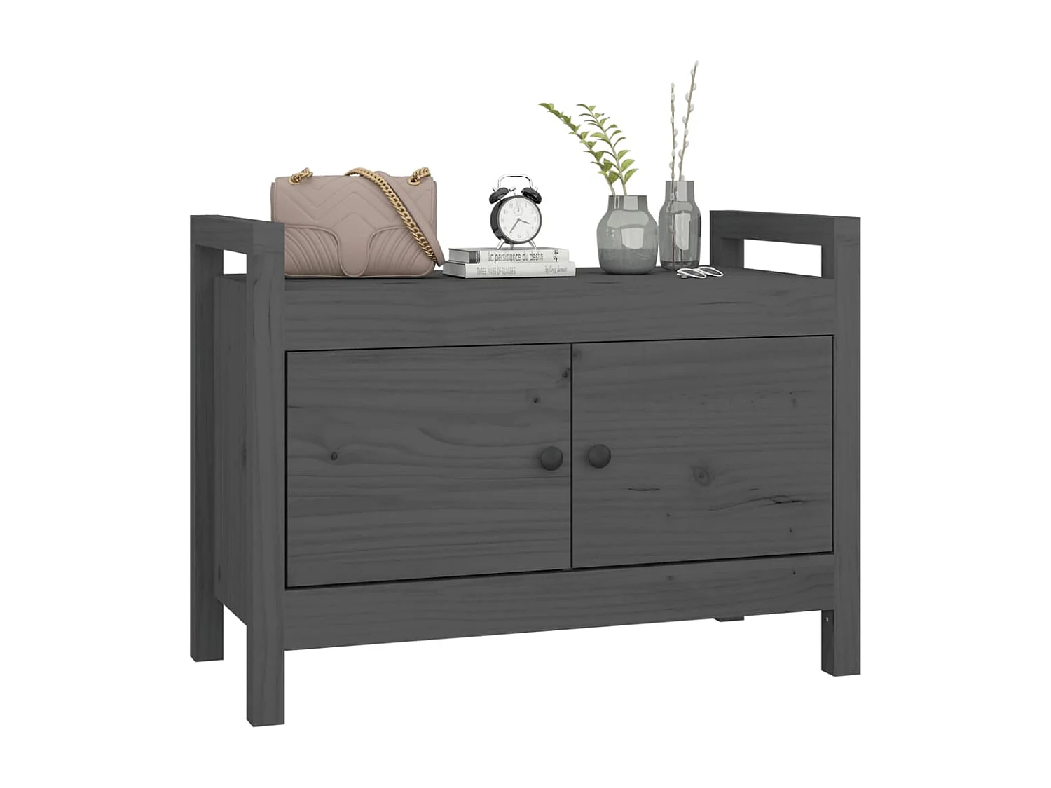 Banc d'entrée Gris 80x40x60 cm Bois de pin massif