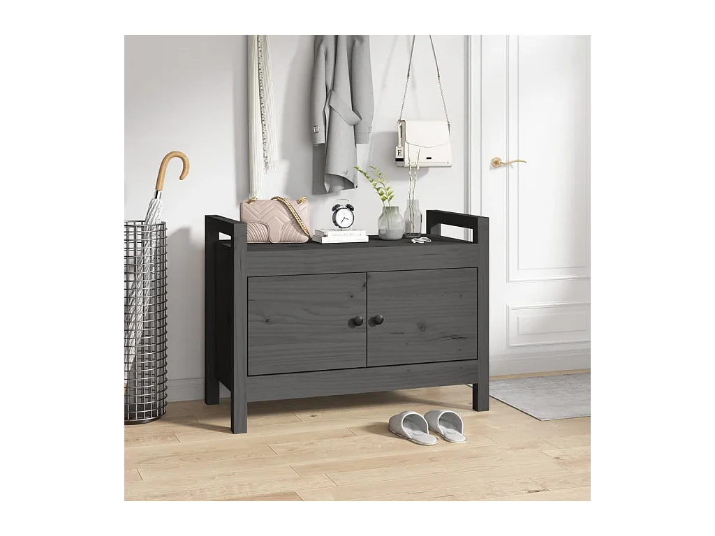 Entreebank Grijs 80x40x60 cm Massief grenenhout