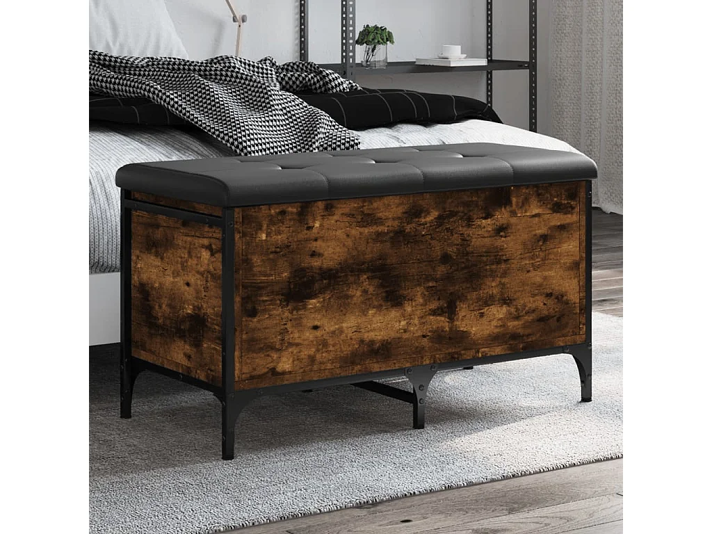 Panca portaoggetti in rovere affumicato 82x42x45 cm MDF