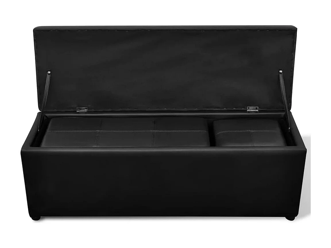 Set de banc de rangement en simili cuir Noir