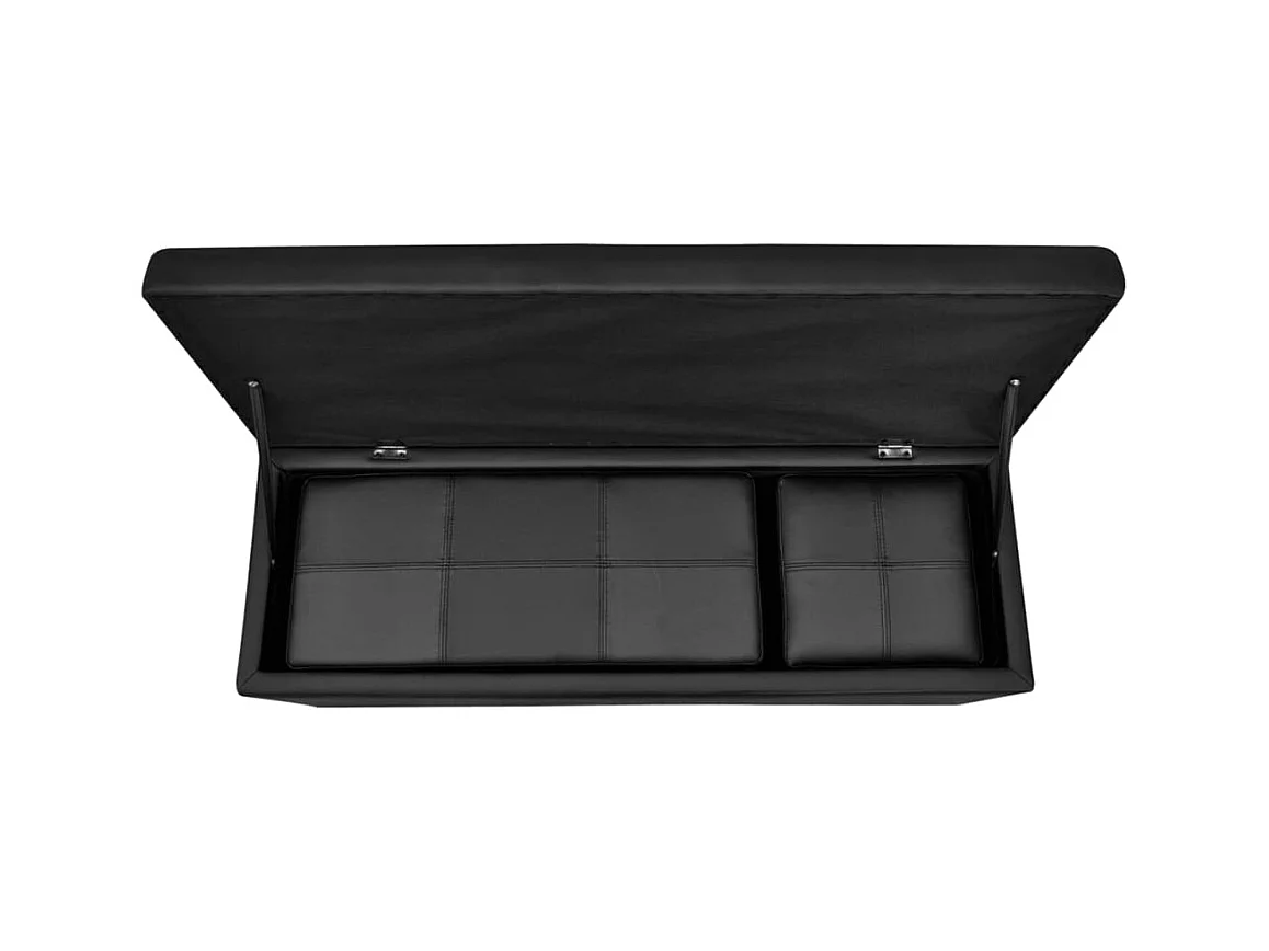 Conjunto de banco de armazenamento em couro sintético preto