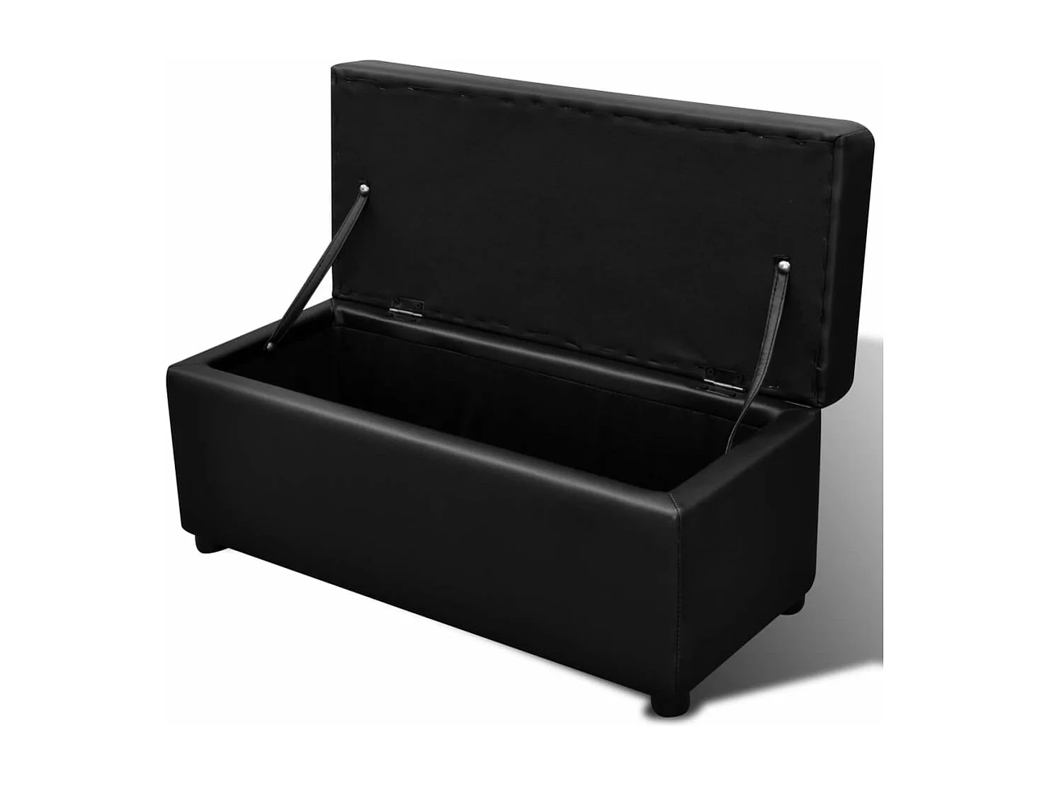 Conjunto de banco de armazenamento em couro sintético preto