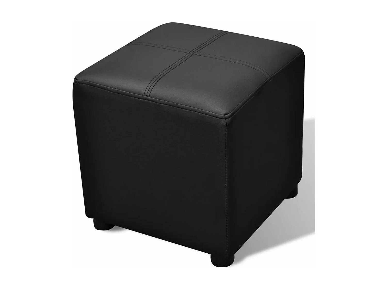 Conjunto de banco de armazenamento em couro sintético preto