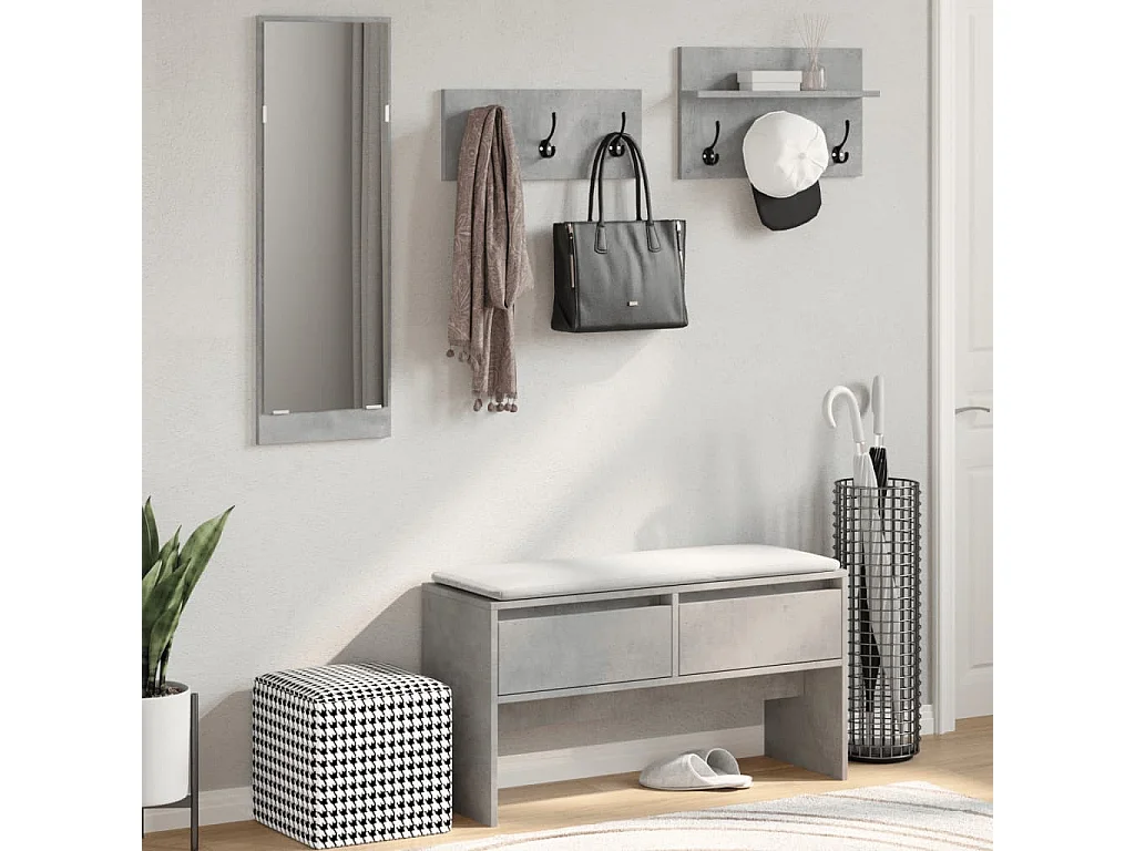Ensemble de meubles de couloir 4 pcs gris béton bois ingénierie