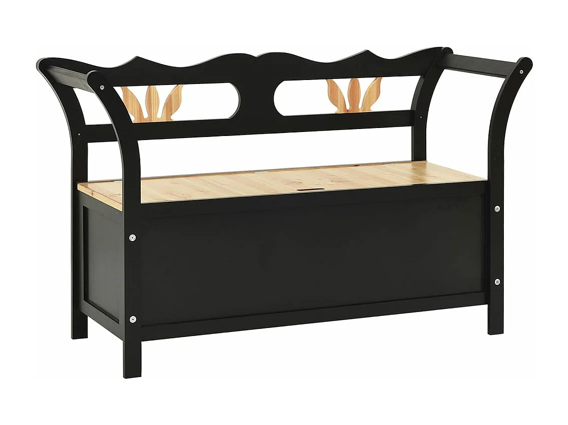 Banc Noir 107x45x75,5 cm Bois de sapin solide