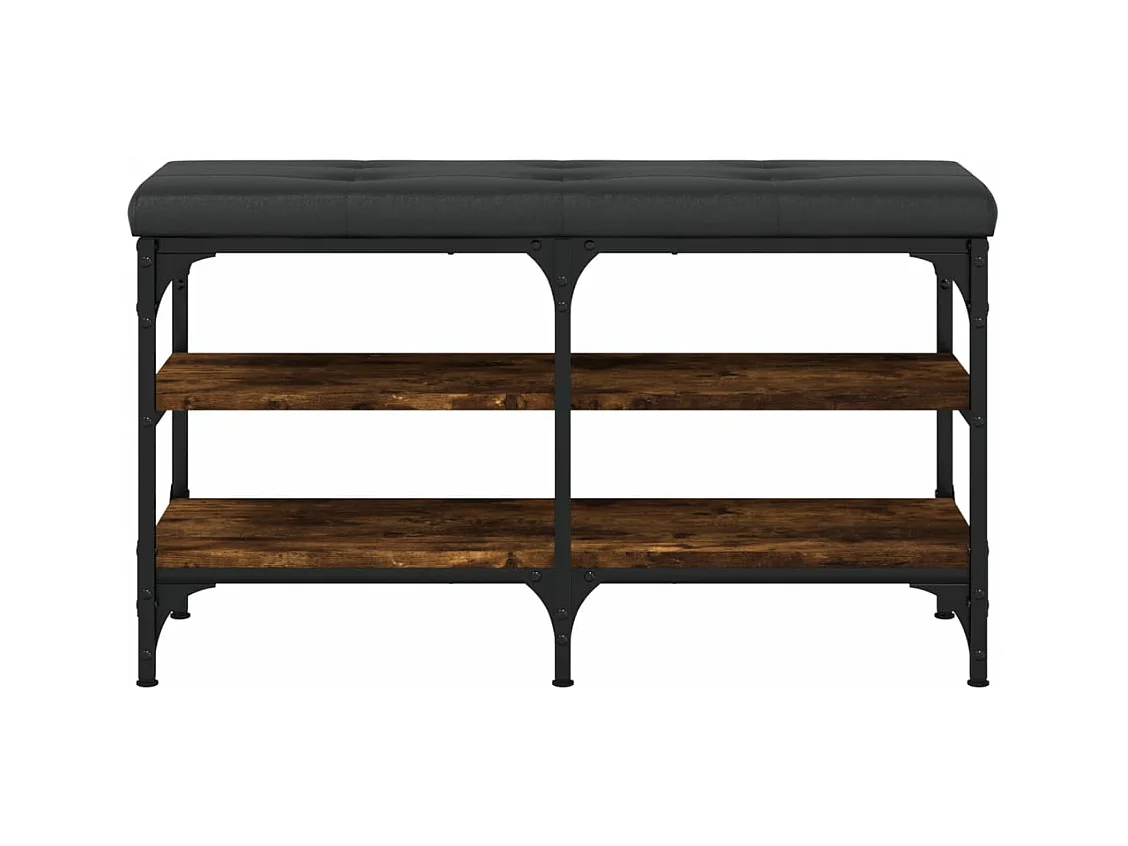 Schoenenbank van gerookt eikenhout 82x32x47 cm Bewerkt hout