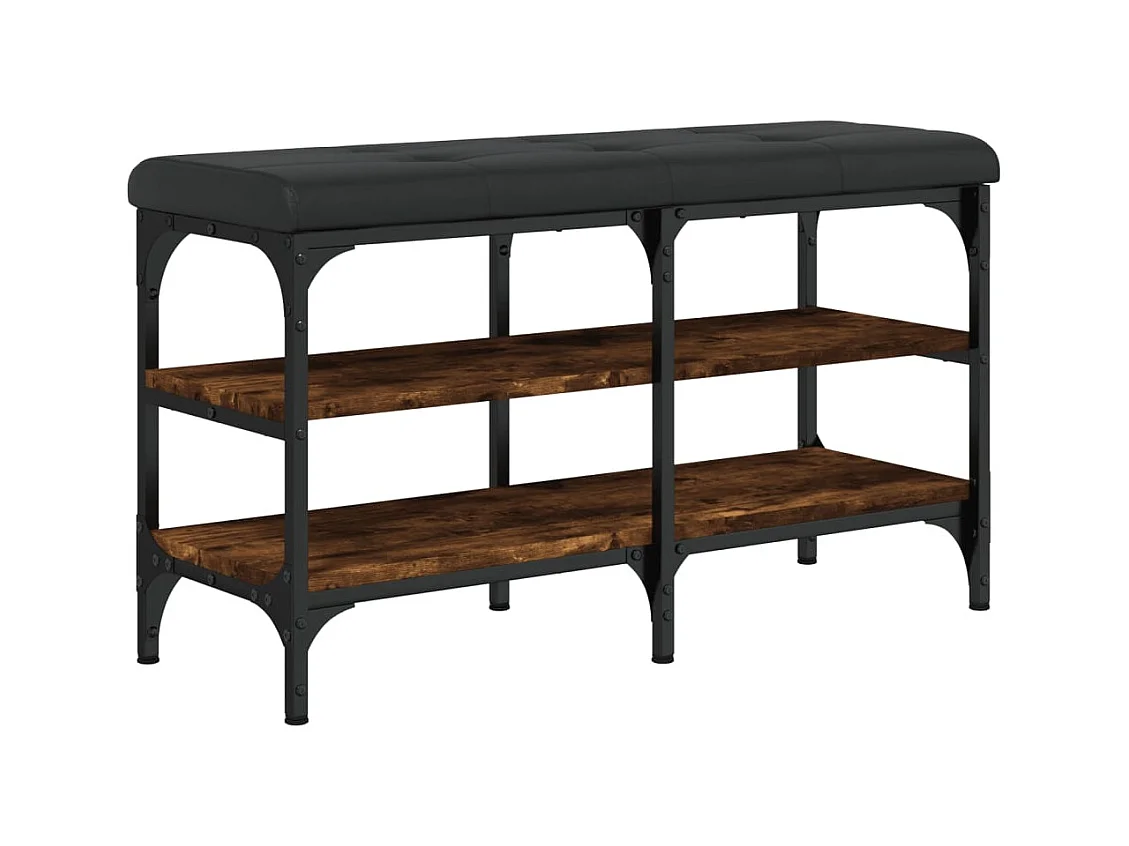 Schoenenbank van gerookt eikenhout 82x32x47 cm Bewerkt hout